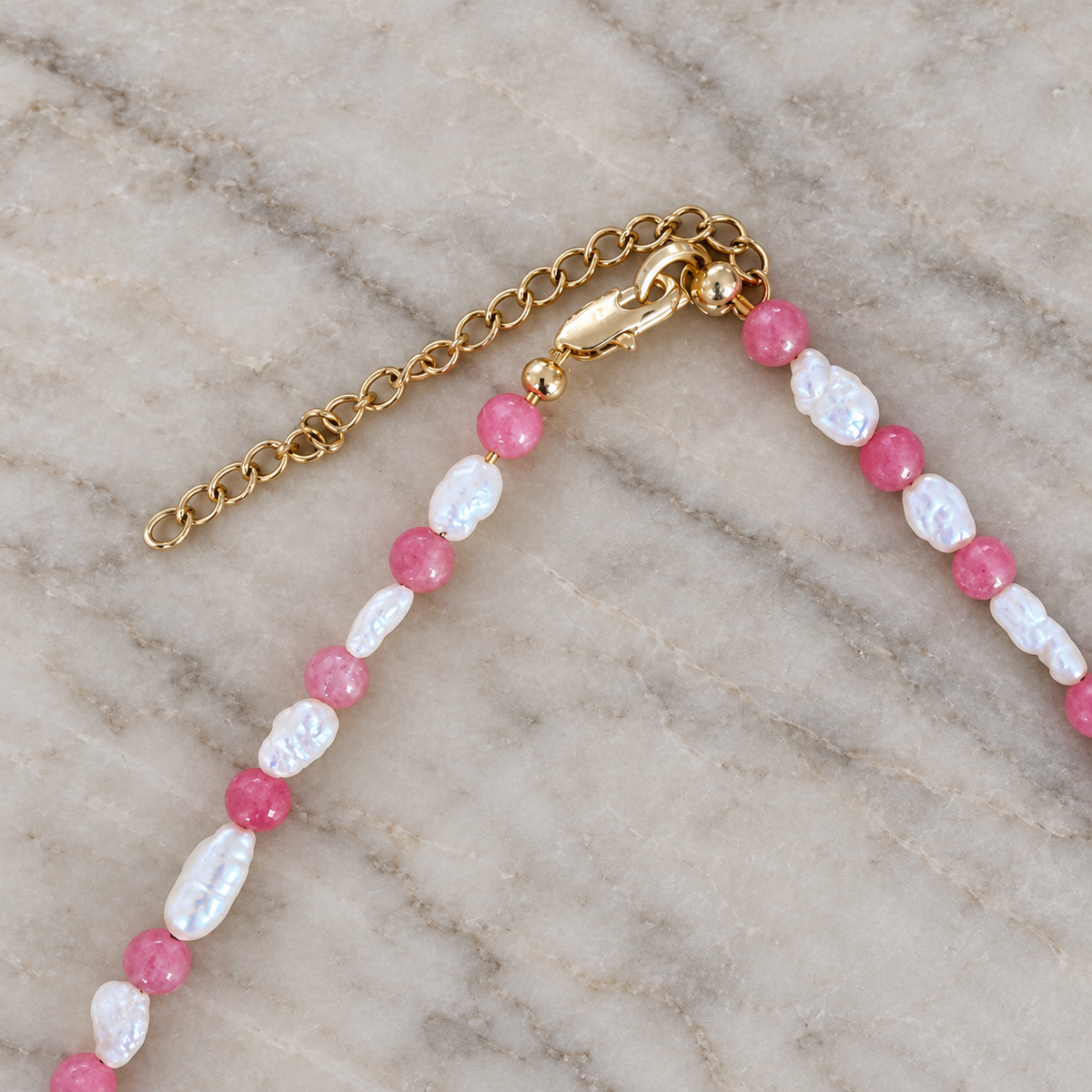 Pink Opal & Pearl Necklace