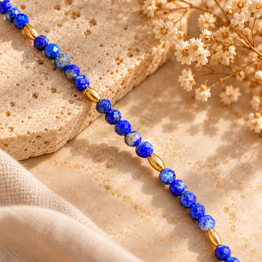 Lapis Lazuli Gemstone Necklace with Blue Fish Pendant