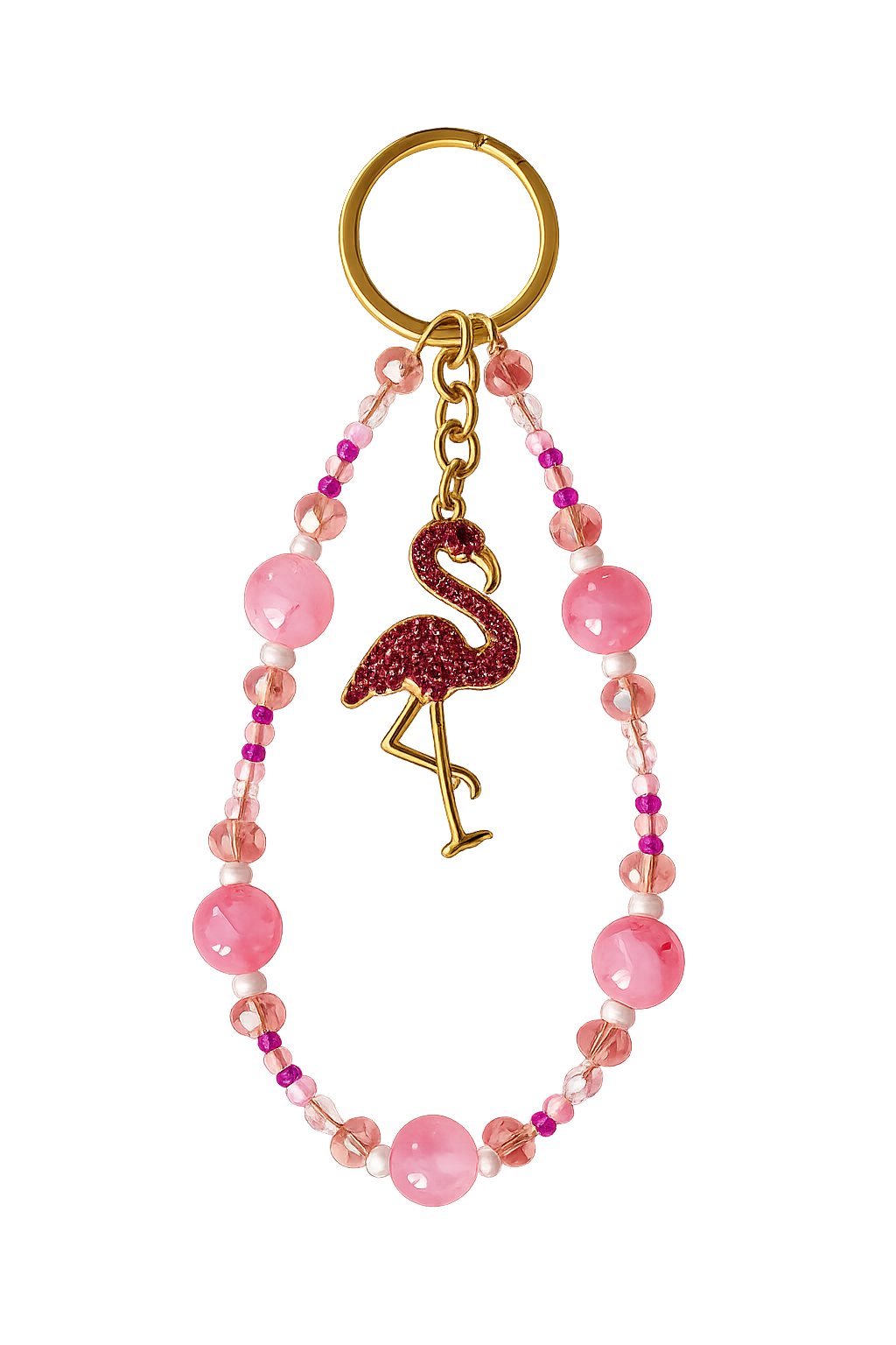 Green, Pink, Blue Flamingo Beaded Bag and Phone Charm
