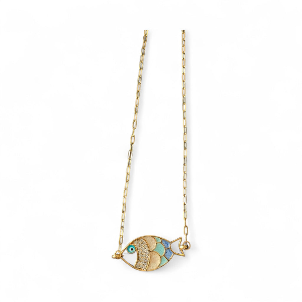 Enamel Fish Pendant Necklace