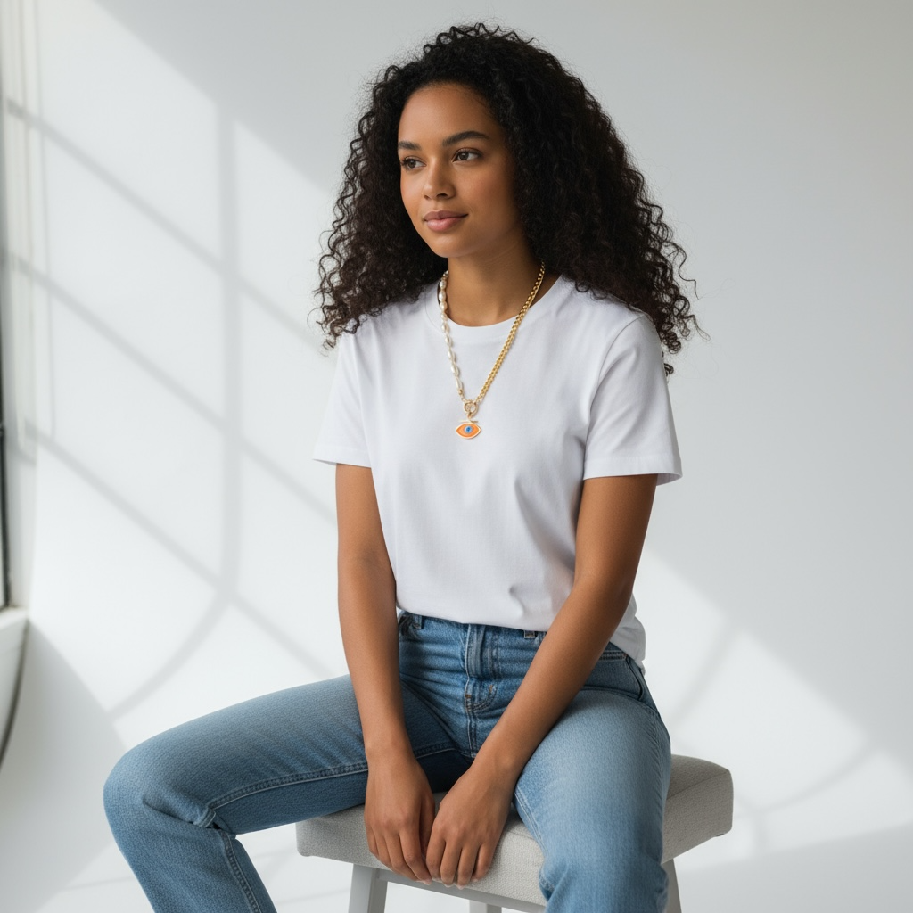 Evil Eye Pearl &amp; Chain Necklace