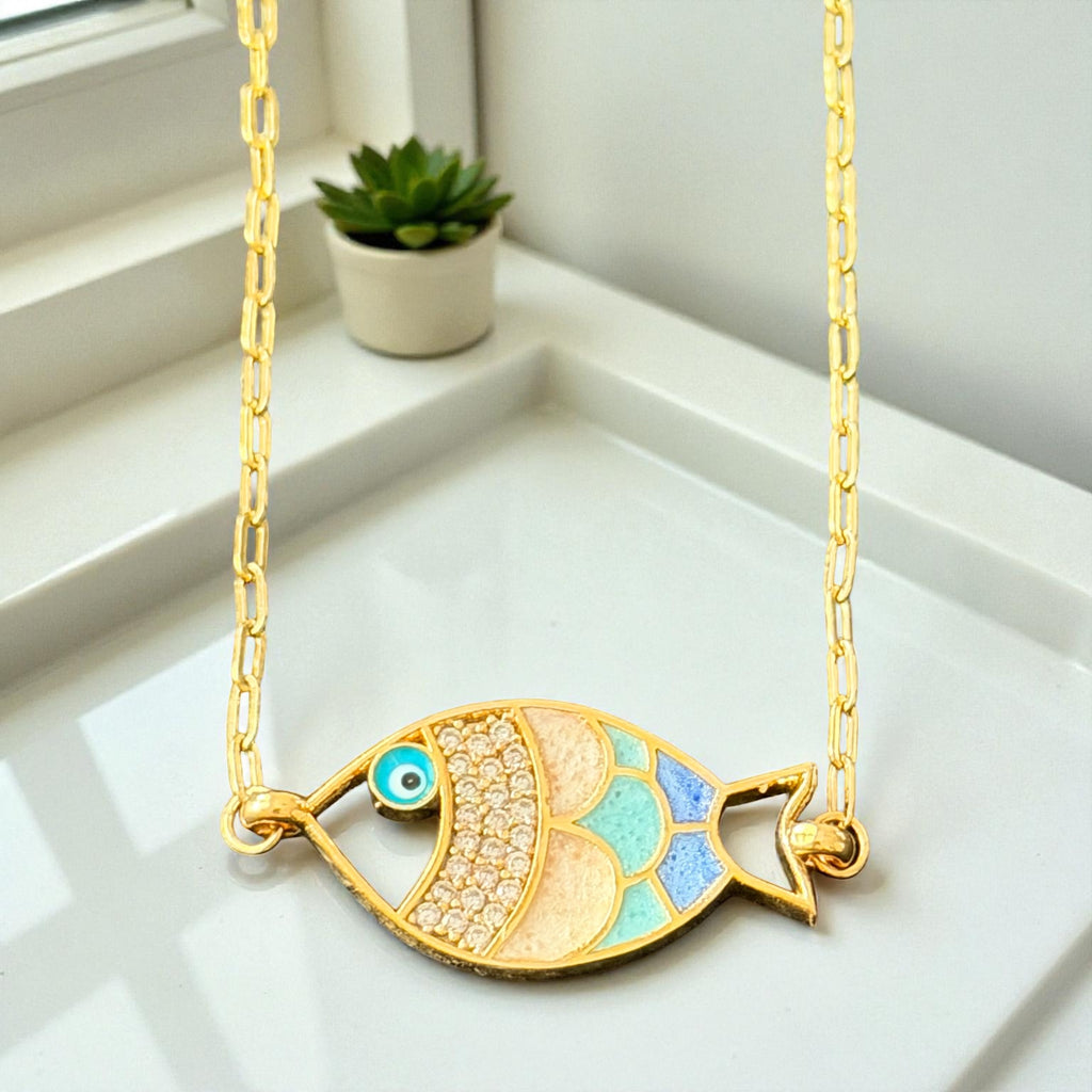 Enamel Fish Pendant Necklace