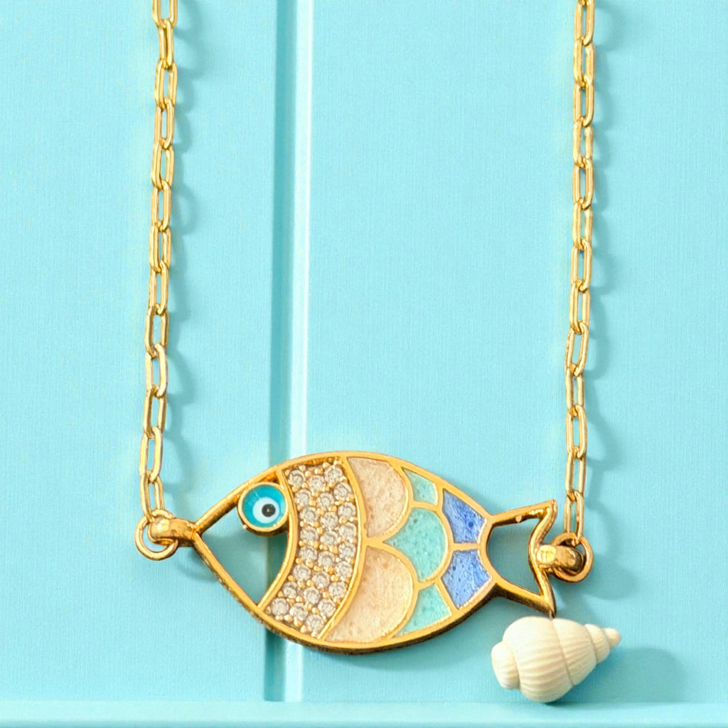Enamel Fish Pendant Necklace
