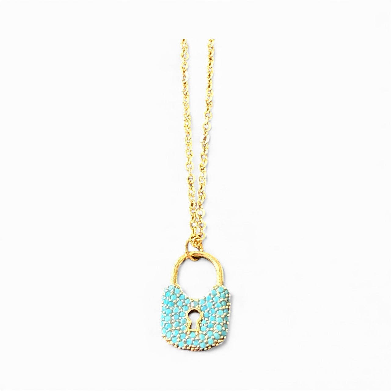 Turquoise Lock Pendant Necklace