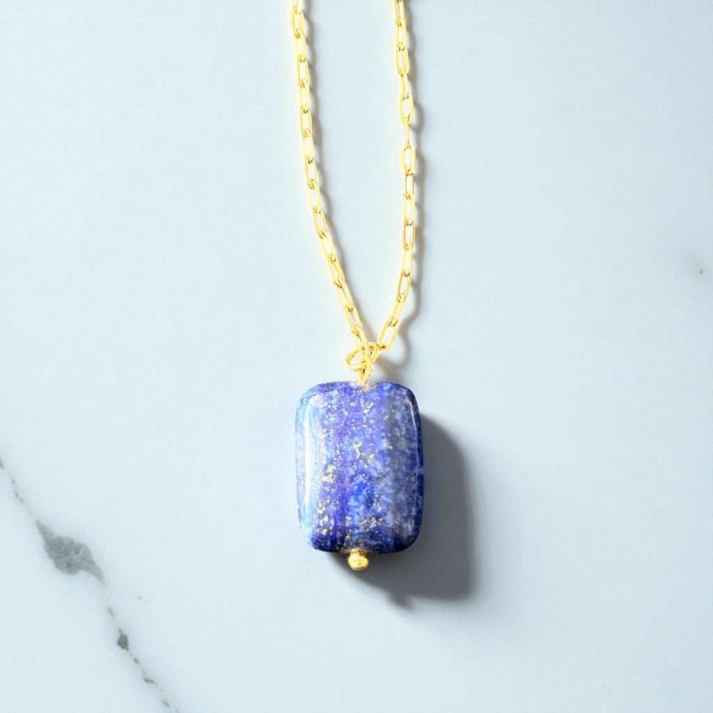 Lapis Lazuli Gold Pendant Necklace