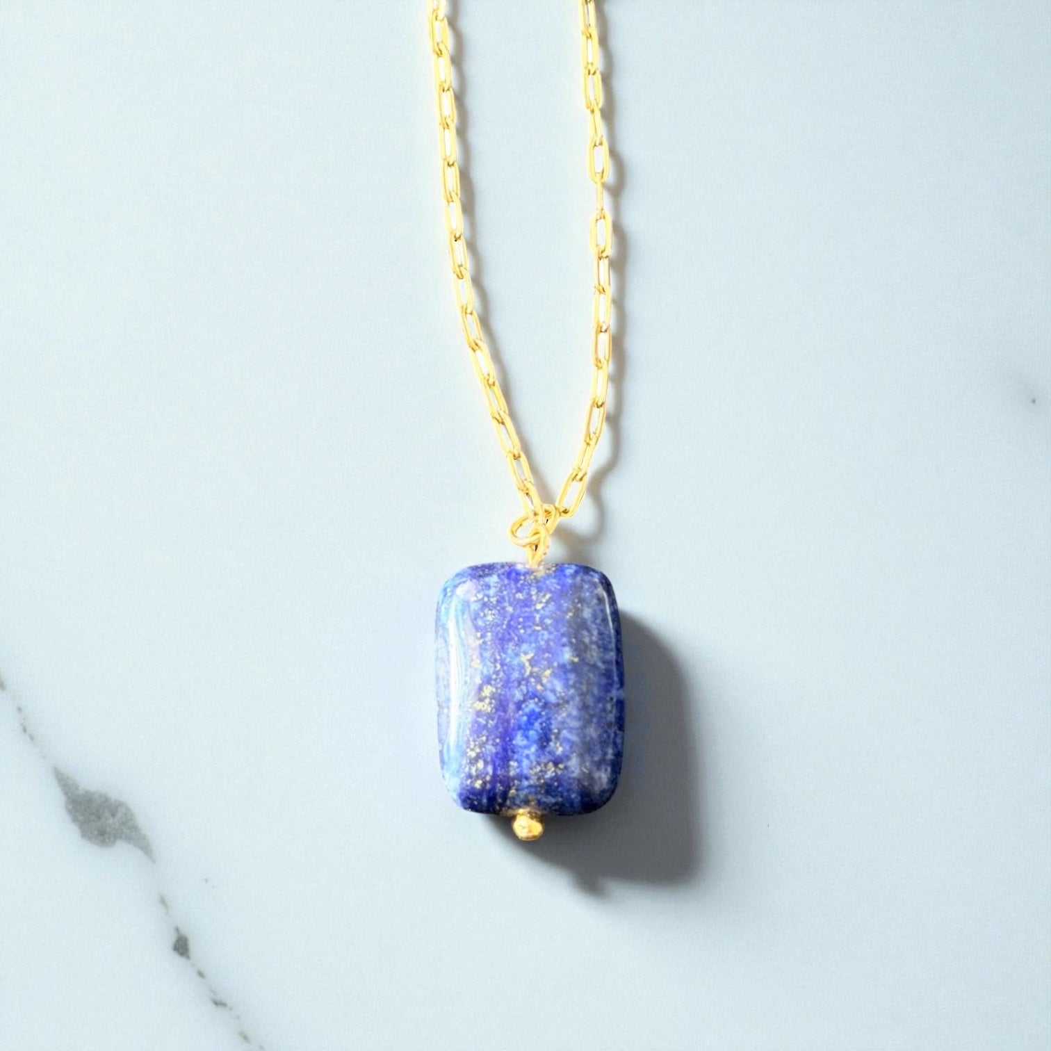 Lapis Lazuli Gold Pendant Necklace