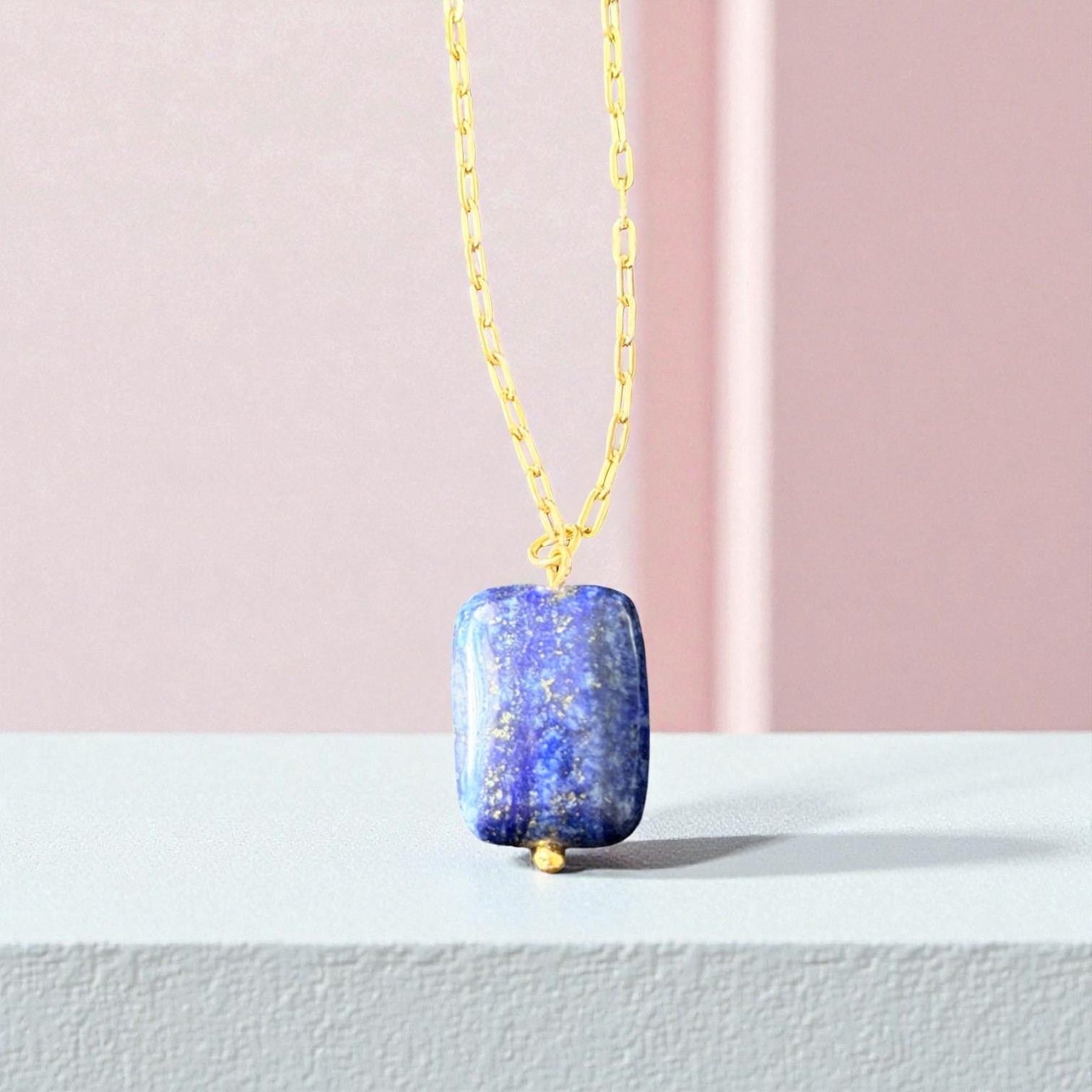 Lapis Lazuli Gold Pendant Necklace