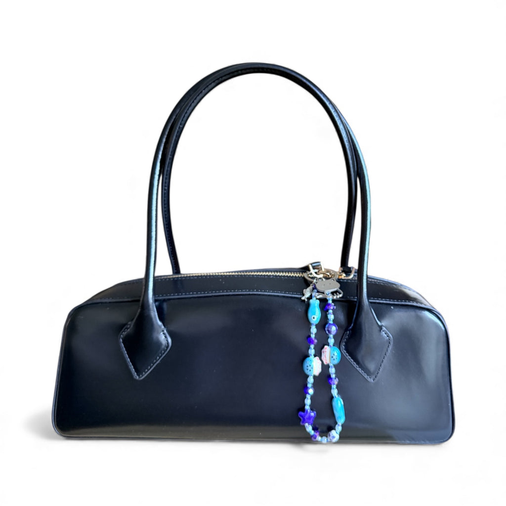 Handmade Blue Beaded Keychain