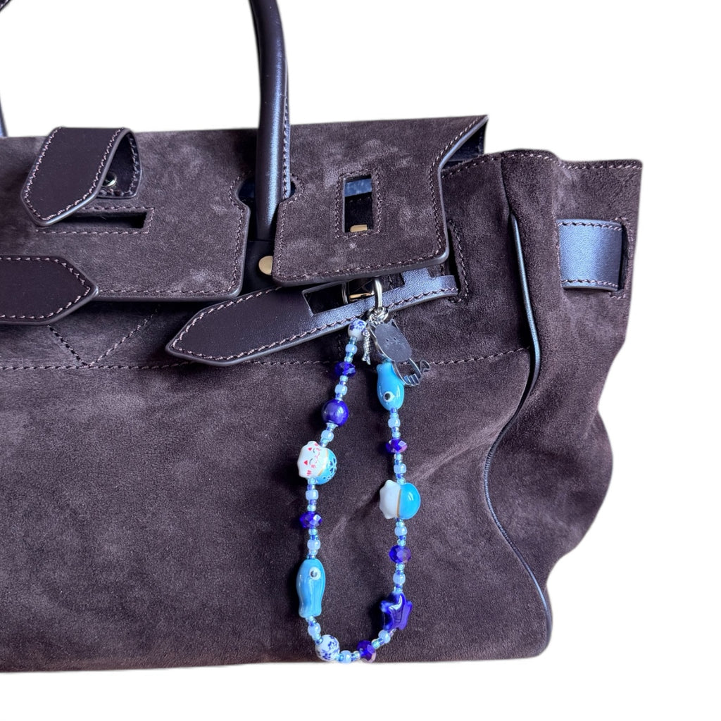 Handmade Blue Beaded Keychain