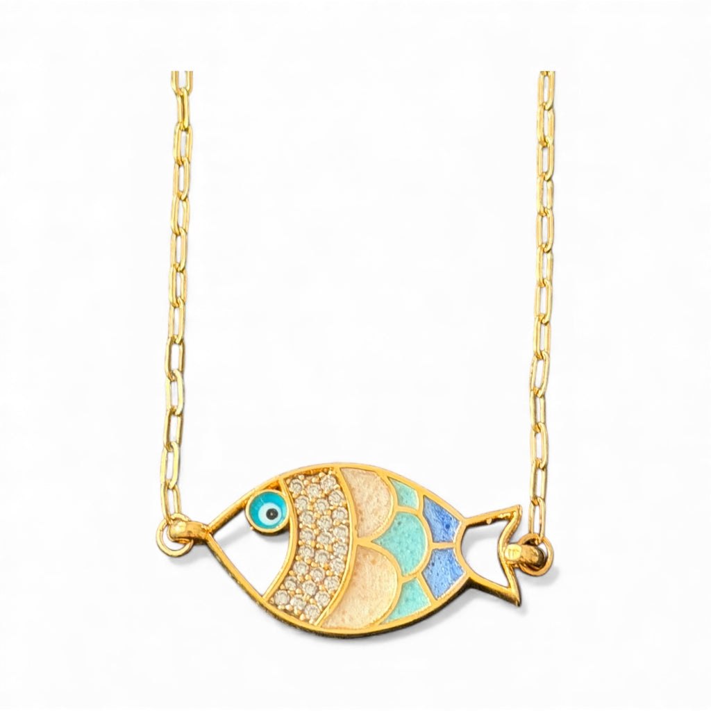 Enamel Fish Pendant Necklace