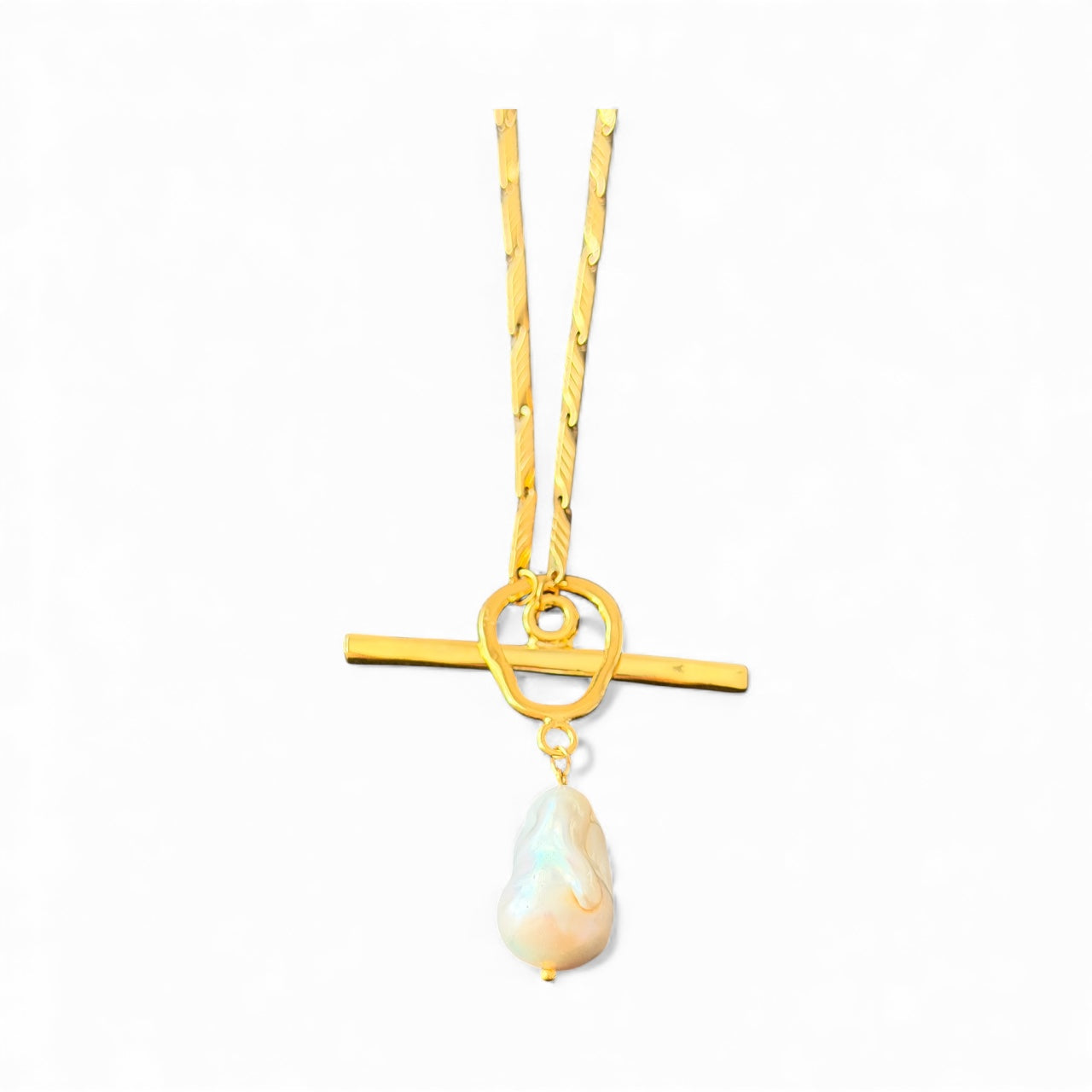 Modern Baroque Pearl Toggle Necklace
