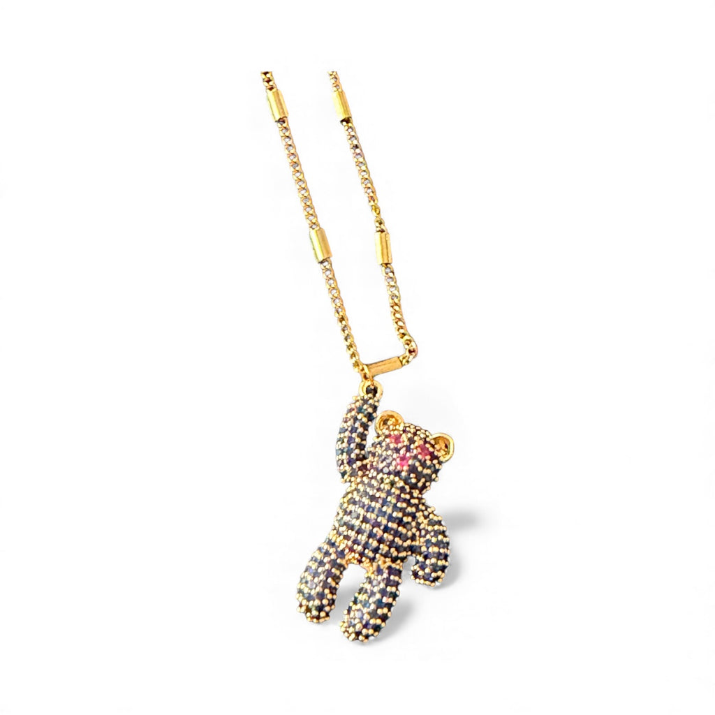 Sparkling Teddy Bear Pendant Necklace