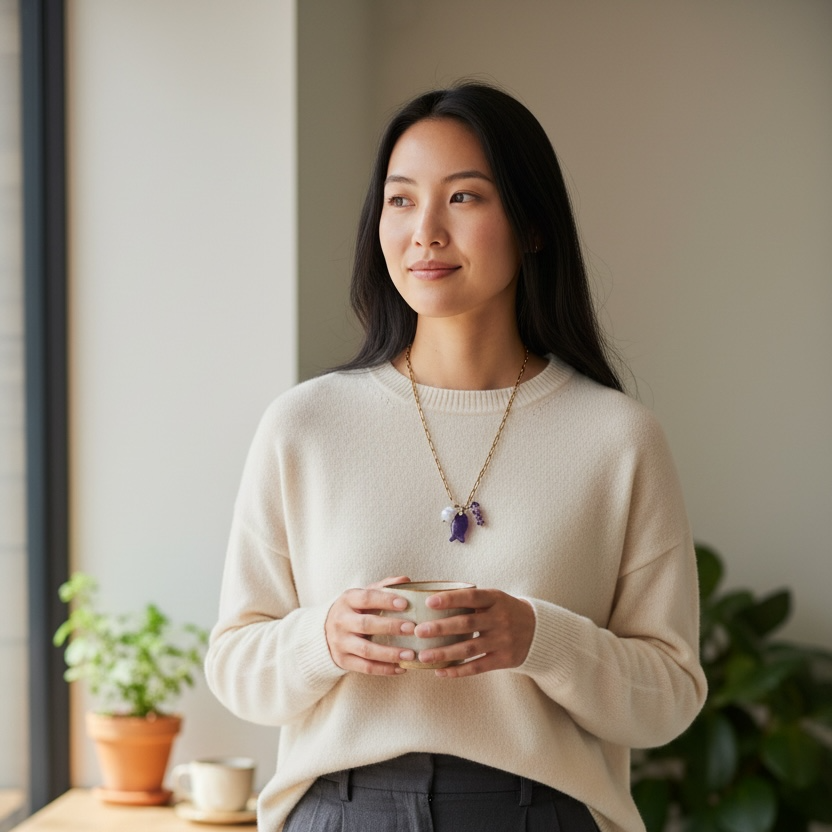 Amethyst Fish & Pearl Necklace