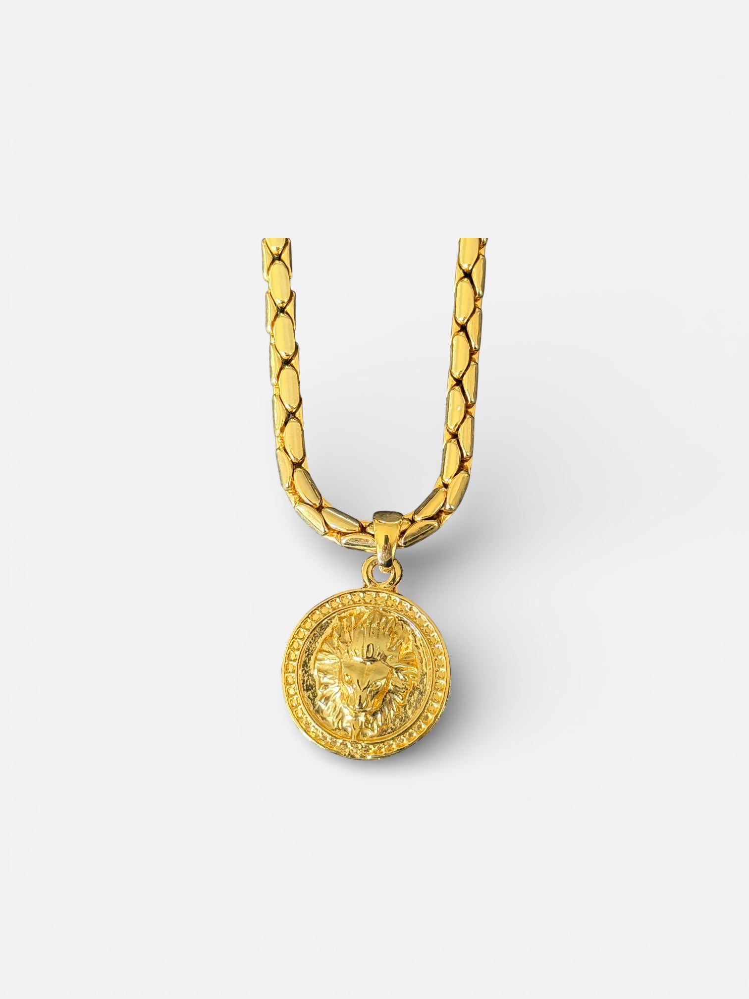 Gold-Plated Stainless Steel Coin Pendant Necklace for Everyday Wear