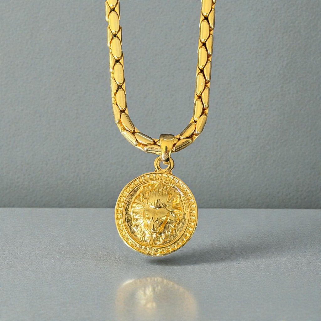 Gold-Plated Stainless Steel Coin Pendant Necklace for Everyday Wear