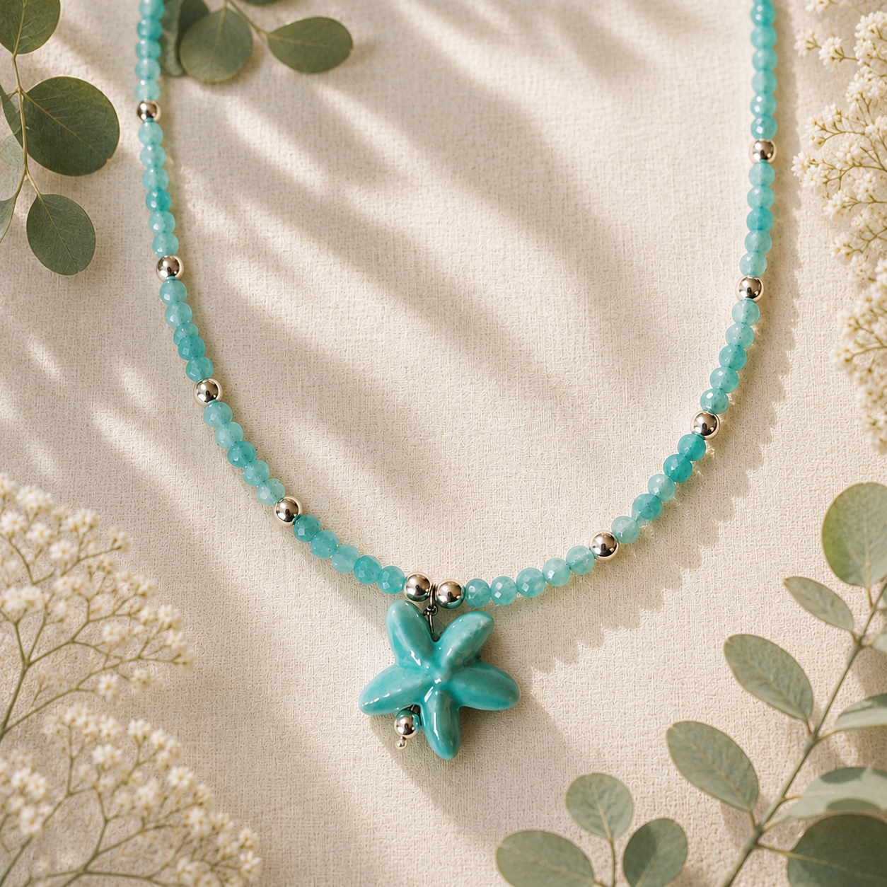 Natural Amazonite Gemstone Beaded Necklace