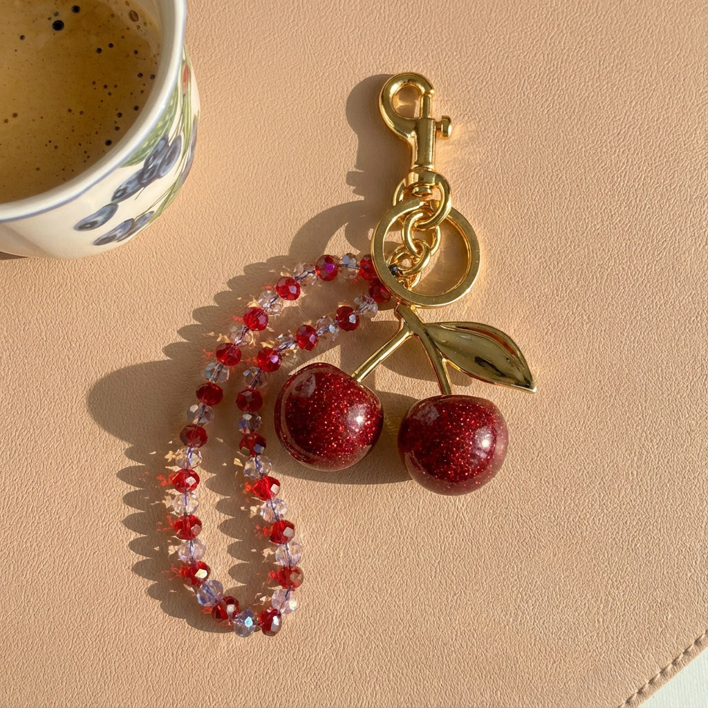 Cherry Crystal Bag Charm